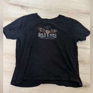 Hollister Wild & Free Charcoal Graphic Crop Tee